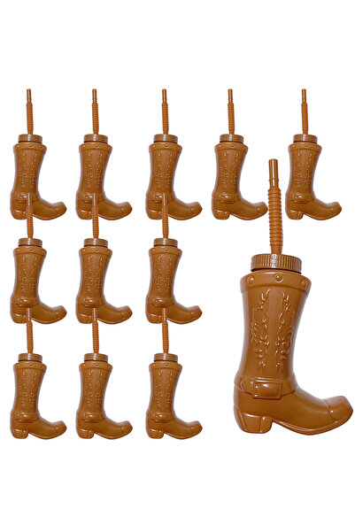 Choice 12 كوبًا بلاستيكيًا على شكل حذاء رعاة بقر سعة 11 أونصة مع شفاطات وأغطي...