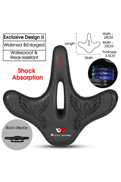 Choice Type B WEST BIKING Plane Widen Bike Saddle Thicken Shock Absorption Ov...