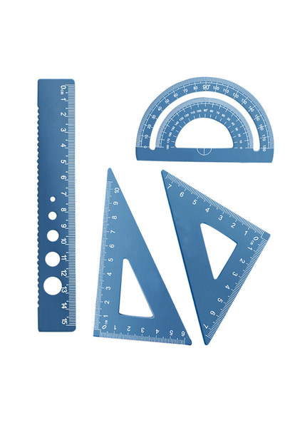 Choice B 4pcs Metal Ruler Set - 6 Colors Maths and Drawing Tools, Drafting Ru...