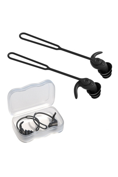 Choice سدادات أذن سوداء ثلاثية الطبقات عازلة للصوت للسباحة مع حزام حبل، تمنع ...