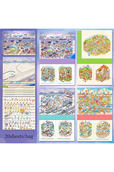 Choice S28529-2 2 نمط 20 ورقة/كيس كتاب ملصقات مناظر طبيعية مصغرة سلسلة مبيعات...