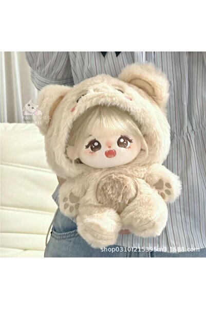 Choice ملابس دمية قطيفة صفراء مقاس 20 سم - طقم شتوي لطيف بغطاء رأس أرنب منفوش...