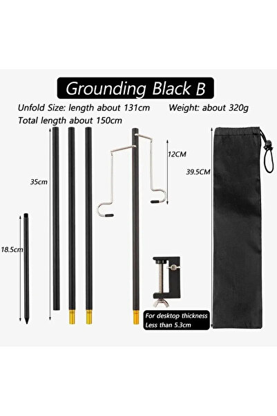 Choice حامل مصباح تخييم أرضي من بلاك تاركا، حامل مصباح خفيف الوزن قابل للفصل،...