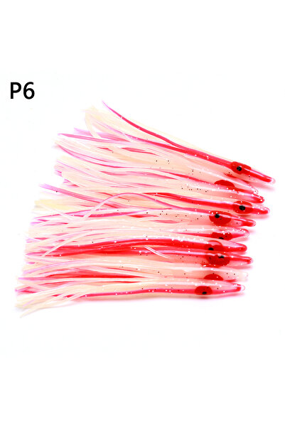 Choice 10 قطع من طُعم الحبار المضيء الناعم P6 بطول 80 مم، تنورة حبار جديدة بط...