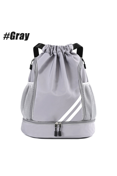 Choice Gray 1Pcs Drawstring Sports Backpack for Gym Fitness with Separate Sho...