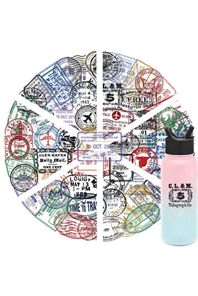 Choice ٦٠ قطعة من ملصقات جواز السفر الشفافة القديمة، ملصقات سفر للهاتف والدفت...