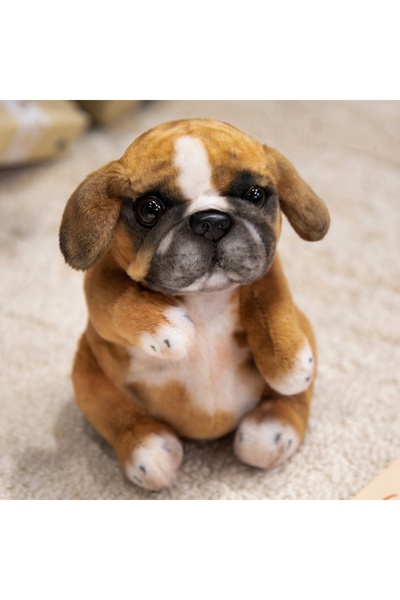 Choice كلب البج الأصفر الواقعي الجالس، بطول 15-30 سم و20 سم، لعبة قطيفة محشوة...