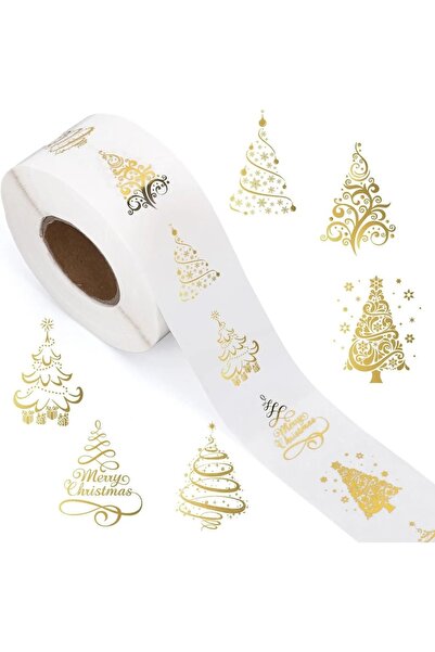 Choice 500 قطعة من ملصقات عيد الميلاد الشفافة، مقاس 1 بوصة، لفافة ملصقات مانع...