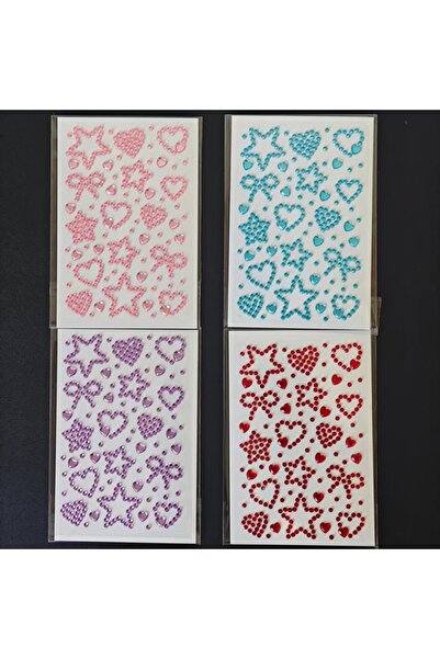 Choice مجموعة من 4 قطع من ملصقات ثلاثية الأبعاد على شكل قلب ونجمة خماسية ملون...