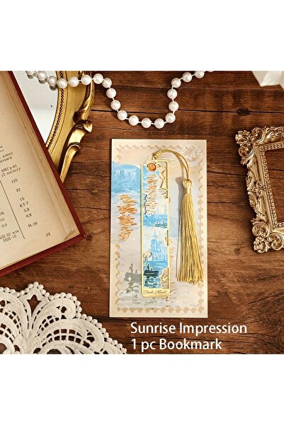 Choice Sunrise Vintage Oil Painting Metal Bookmarks - Hollow Hot Stamping Lon...