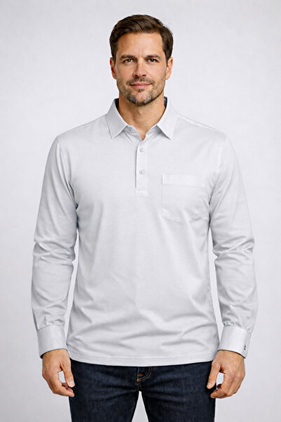 CMZ COLLECTİON Men's Cotton Shirt Collar Long Sleeve Polo T-Shirt – Slim Fit ...