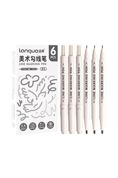 Choice مجموعة من 6 أقلام تحديد خطوط مزدوجة الرأس للرسم والتخطيط الفني للمانغا...