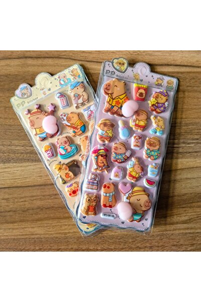 Choice مجموعة ملصقات من البولي بروبيلين بتصميم حيوان الكابيبارا (قطعتان) - زي...