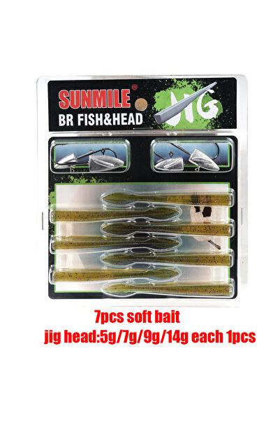 Choice اللون 05، 11 قطعة (طعم ناعم 7 قطع و4 قطع رأس صنارة) 3.02 "مجموعة رأس ص...