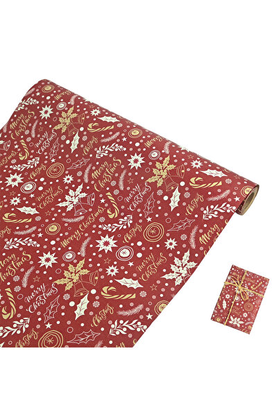 Choice لفة واحدة من ورق تغليف هدايا عيد الميلاد كرافت بلون أحمر خمري، طولها 3...