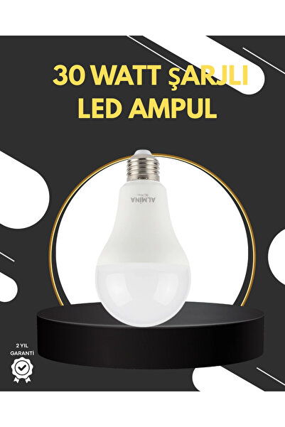 Genel Markalar Acil Durumlar İçin Şarjlı LED Ampul 6400K Soğuk Beyaz 30 Watt