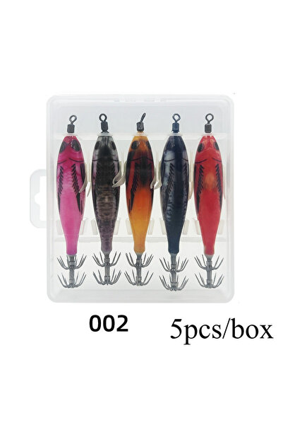 Choice 002-5pcs-Lure Ackibbik 5pcs/box Glow Squid Jig Hook Horizontal Squid J...