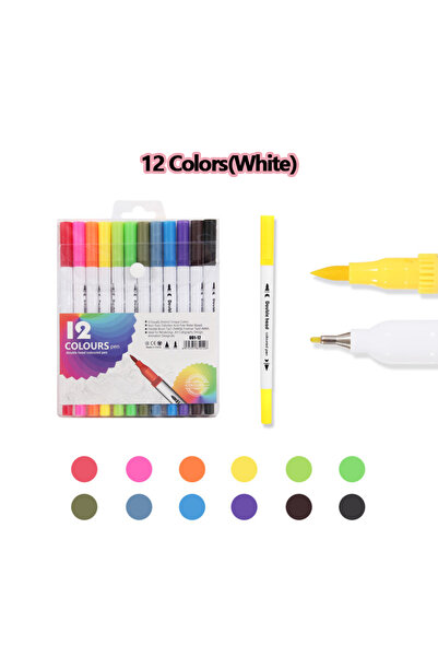 Choice مجموعة أقلام تلوين مكونة من 12 لونًا أبيض و120 لونًا، قلم فرشاة مزدوج ...