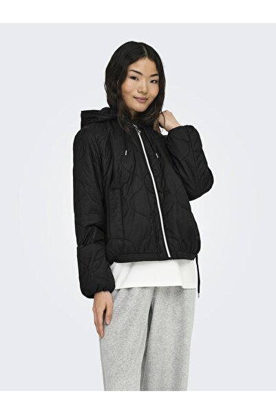 ONLY Γυναικείο μαύρο μπουφάν Onlmiki Hood Quilt Jacket Cc Otw Jacket 15361128...