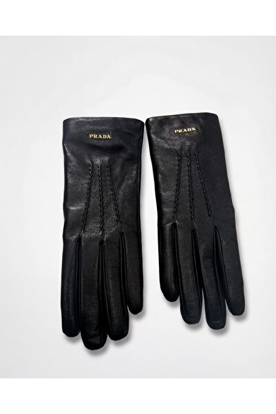 Prada Sport Leather Metal Logo Gloves