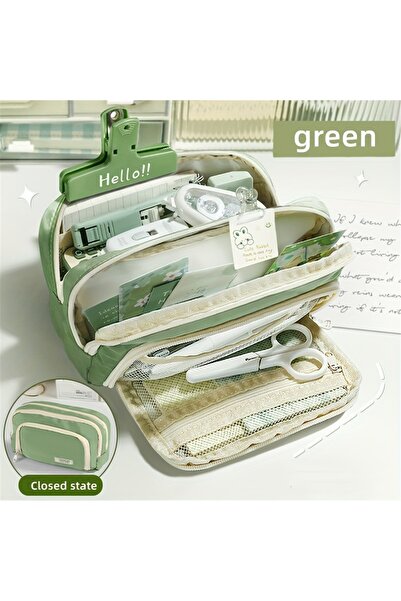 Choice مقلمة خضراء زيتونية، حقيبة أقلام كبيرة السعة، حقيبة أقلام محمولة باليد...