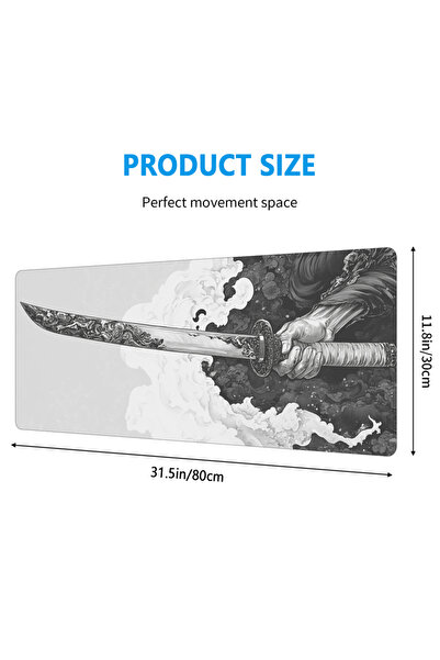 Choice 31.5X11.8in Black And White Comic Wind Sword Model Keyboard Mouse Pad ...
