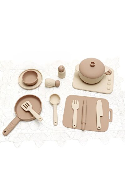 Choice beige and taupe Kids Pretend Play Kitchen Toys, Food-Grade Silicone Di...