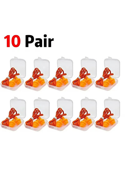 Choice 10 Pair Orange Corded Ear Plugs Reusable Silicone Earplugs with String...