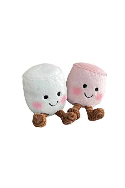 Miniso قطعتان من سلاسل مفاتيح مارشميلو مرحة، حلوى قطنية، لونان، لطيفة وناعمة،...