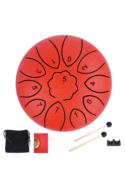 Choice Red 6" Steel Tongue Drum Gift Set 11-Note Rain Drum Sound Healing Inst...