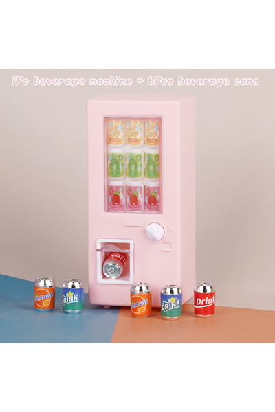 Choice مجموعة مشروبات وردية اللون مع علب مشروبات، نموذج مصغر لماكينة مشروبات ...