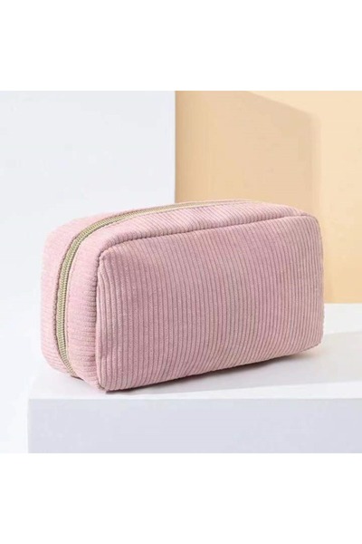 Choice Pink Simple Large Capacity Pencil Case Corduroy Material Multifunction...