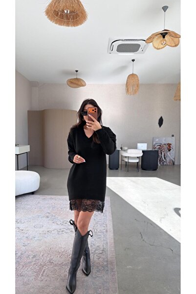 Buket Teke فستان سترة من الدانتيل الأسود