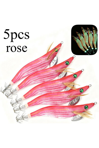 Choice طُعم صيد روبيان وردي - 5 قطع، 13 سم/21 غرام، طُعم صيد روبيان مضيء، طُع...