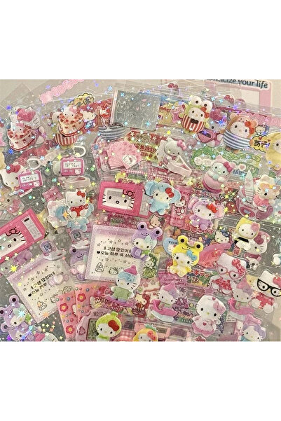 Choice ملصقات كرتونية لطيفة من هيلو كيتي وريلاكوما، 5 قطع، لون وردي، قابلة لل...