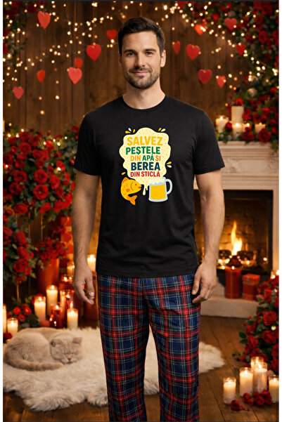 MVRDAR Σετ ανδρικής βαμβακερής πιτζάμας για την Ημέρα του Αγίου Βαλεντίνου, D...