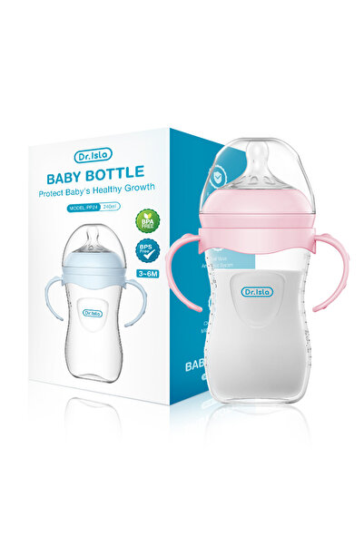 Choice زجاجة رضاعة أطفال وردية اللون، سعة 240 مل، 150/240/330 مل، مصنوعة من ا...