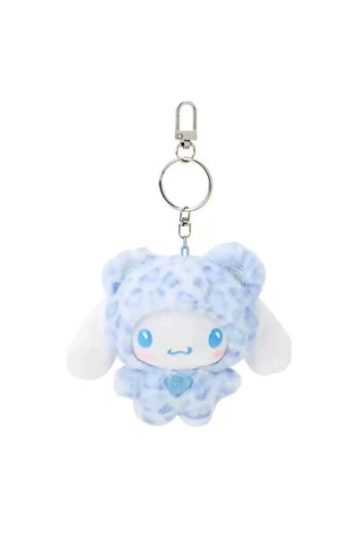 Miniso 05 سلسلة مفاتيح هيلو كيتي من سانريو بنقشة جلد النمر، دمية قطيفة كرتوني...