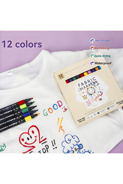 Choice 12 colors 6-30 Colors Fabric Markers Pen Waterproof Permanent Fabric T...
