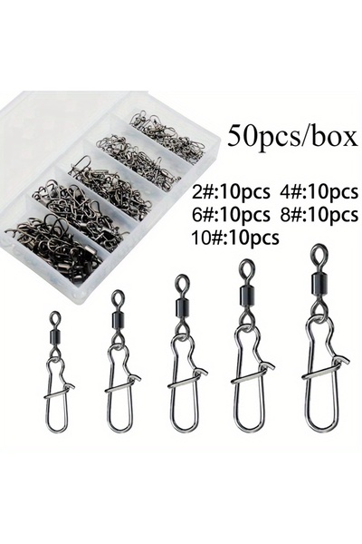 Choice مجموعة من 50 قطعة من حلقات الصيد الدوارة من أكيبيك، حلقات دوارة مزودة ...