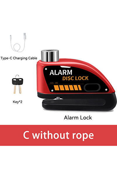 Choice قفل قرص دراجة روكباي قابل لإعادة الشحن، بدون حبل، مزود بإنذار مضاد للس...