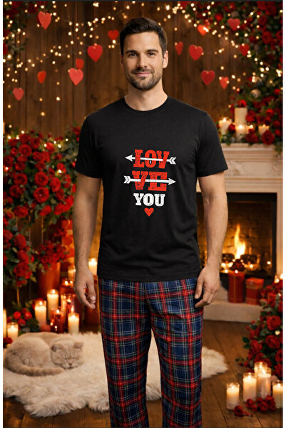 MVRDAR Мъжки памучен пижамен комплект от колекцията за Свети Валентин, Драгобете