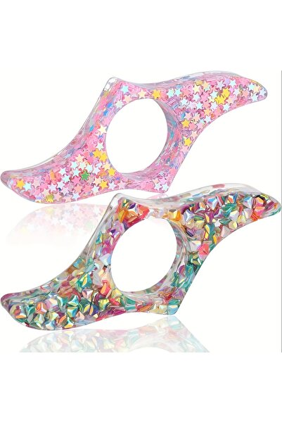 Choice قطعتان من حامل صفحات الكتب المصنوع من الراتنج المزين بالترتر، وفاصل صف...