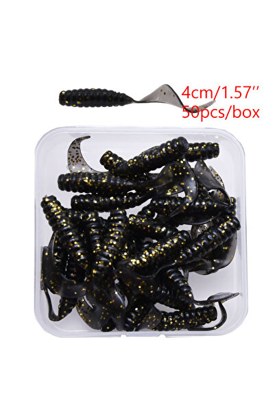 Choice 50pieces a box black Mrlurion 4cm soft artificial worm grub lure bait ...