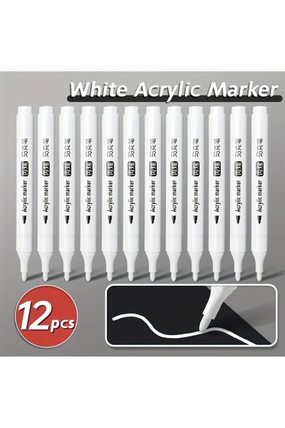 Choice 12 قطعة و5 قطع من أقلام التحديد الأكريليكية البيضاء، أقلام دائمة، لواز...