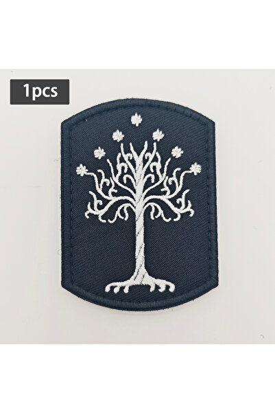 Choice 1pcs White Tree of Gondor Embroidery Patch With Hook And Loop Backing,...