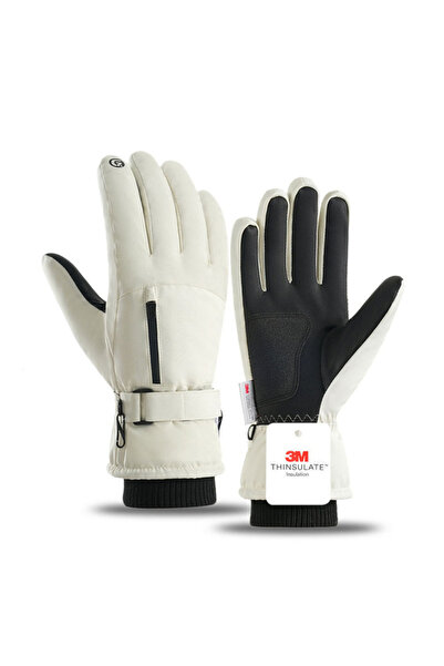 Choice M White GOBYGO 1Pair Winter Ski Gloves Thickened Cold Non-slip Waterpr...