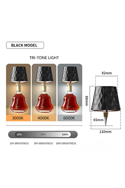 Choice مصباح LED أسود مبتكر على شكل سدادة زجاجة نبيذ، قابل لإعادة الشحن عبر م...