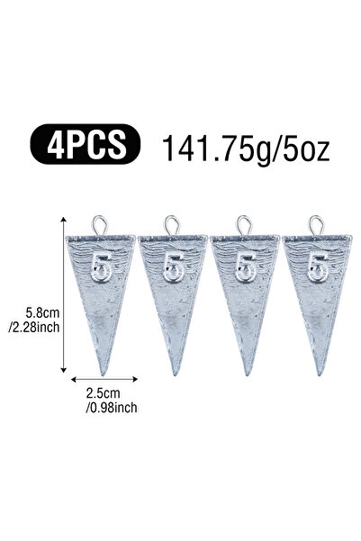 Choice 4 قطع من أثقال صيد الأسماك، هرمية مثلثة، وزن 5 أونصة، أوزان 1 أونصة، 2...