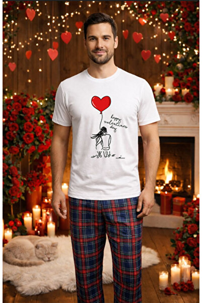 MVRDAR Σετ ανδρικής βαμβακερής πιτζάμας για την Ημέρα του Αγίου Βαλεντίνου, D...